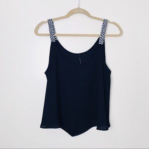 B Jewel Tops - B.Jewel | Embroidered Strap Black Tank Top | L B Jewel Tops - B.Jewel | Embroidered Strap Black Tank Top | L